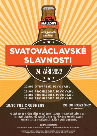 Svatováclavské slavnosti v pivovaru Malešov 2022