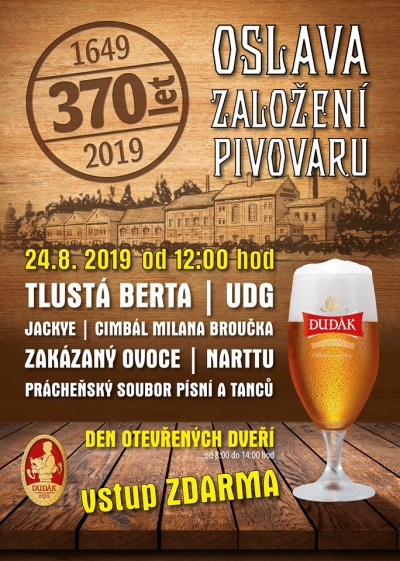 370. výročí založení strakonického pivovaru Dudák